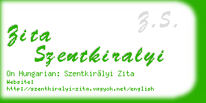 zita szentkiralyi business card
